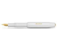 Kaweco - Penna stilografica Classic Sport con pennino in acciaio placcato oro 23 carati e punta in iridio per cartucce d'inchiostro, tratto molto fine, colore: bianco