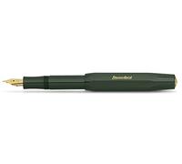 Kaweco - Penna stilografica Classic Sport con pennino in acciaio placcato oro 23 carati e punta in iridio per cartucce d'inchiostro, tratto medio, colore: verde