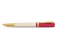 Kaweco Penna stilografica Student 30's Blues I Premium per cartucce di inchiostro, penna stilografica nostalgica in rosso con decorazioni in oro caldo, 16 cm, larghezza penna: BB (extra larga)