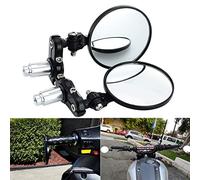 KAWELL Motorcycle Mirrors Round End Convex Rear View Side Mirror for 7/8" Handle Folding Bar fits Most Honda Scooter Harley Davidsons Suzuki Victory Yamaha and More