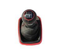 Kawin S.r.l. Cuffia cambio manuale a 6 marce, Pomello cambio, Base in plastica, Nero con rifiniture rosse, Ecopelle, Attacco 12mm