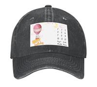 kawyvsjop Berretto da baseball per fotografia con pietra miliare di compleanno, stile vintage, nero lavato, design con mongolfiera