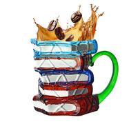 Kaxenig Libro Dipinta,Caffè Decorata con Libri da Biblioteca | Letterati Portabevande per Scrittori Insegnanti Amici Famiglia Amanti della Letteratura Lettori Assidui