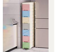 KAXLDHH Carrello Portaoggetti con Ruote Slim, Mobiletto Salvaspazio per Bagno e Cucina, Scaffale Multiuso Scorrevole e Carrellino per Lavanderia Stretta, Bianco(Multi-colored,80x18x30cm)