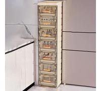 KAXLDHH Carrello Portaoggetti con Ruote Slim, Mobiletto Salvaspazio per Bagno e Cucina, Scaffale Multiuso Scorrevole e Carrellino per Lavanderia Stretta, Bianco(Black,65x18x30cm)