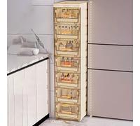 KAXLDHH Carrello Portaoggetti con Ruote Slim, Mobiletto Salvaspazio per Bagno e Cucina, Scaffale Multiuso Scorrevole e Carrellino per Lavanderia Stretta, Bianco(Clear,94x18x30cm)