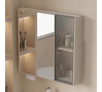 KAXLDHH Mobile Bagno, Armadietto Bagno Con HD Specchio, Mobiletto Contenitore Con Struttura In Alluminio, Armadietto Da Parete In Legno Massello Per Toeletta Stile Moderno Rustico(Gray,75cm)