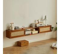 KAXLDHH Mobile TV Sospeso Con Ante, Mobiletto Porta TV A Parete In Legno, Mensola Sotto TV, Console Multimediale Per Lettore DVD, Decoder, Console Di Gioco(Brown,150x25x25cm)