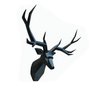 KAXLDHH Testa di Cervo Scultura Cervo Decorazione Murale, Moderna Arte Animale Testa di Cervo in Resina, Finta Cervo da Creativo da Parete, Geometrica Soggiorno Scultura(Black,100cm)
