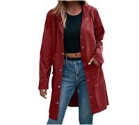 kaxnheye Cappotti da pioggia lunghi per le donne monopetto giacche tinta unita all'aperto con cappuccio trench impermeabile plus size comodi cappotti larghi con tasche antivento inverno caldo casual