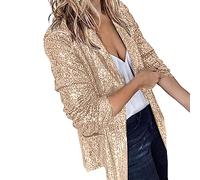 kaxnheye Cardigan con paillettes per le donne tinta unita blazer giacche notturne fuori festa cardigan lucido casual giacche aderenti larghe accoglienti eleganti capispalla leggeri morbidi eleganti