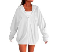 kaxnheye Giacche da donna Giacche a maniche lunghe in tinta unita Casual Cardigan larghi comodi comodi comodi cardigan eleganti con cappuccio Cappotti leggeri con cerniera facile da pulire Cappotti