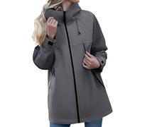 kaxnheye Piumino da donna antivento e impermeabile, tinta unita, casual, tasche con cerniera completa, cappotti, comodi ed eleganti, cardigan eleganti e facili da pulire, Grigio chiaro, 5XL