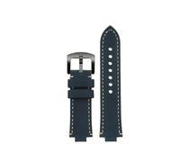 KAXSFE 24x12mm Convesso Compatibile con ORIS AQUIS Vintage Cinturino for Orologio in Vera Pelle di Vacchetta 733 7730 7740 Cinturino for Orologio da Uomo Marrone Blu Cinturini da Polso(Blue rice line