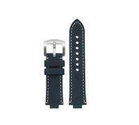 KAXSFE 24x12mm Convesso Compatibile con ORIS AQUIS Vintage Cinturino for Orologio in Vera Pelle di Vacchetta 733 7730 7740 Cinturino for Orologio da Uomo Marrone Blu Cinturini da Polso(Blue rice line