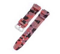 KAXSFE Cinturino compatibile con Casio G-Shock AQ-S810W AE-1000W AE-1200/1300 SGW-300 W-215 F-108 Camouflage Silicone Watch Band Accessori 18mm(Red silver)
