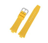 KAXSFE Cinturino for orologio in gomma fluorurata da 9 mm, cinturino speciale con bocca convessa, fibbia for in acciaio inossidabile compatibile Citizen NJ0150 NJ0151ME(Yellow)