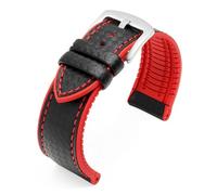KAXSFE Cinturino in gomma siliconica compatibile con il cinturino Tissot 1853 Tengzhi T-Touch(Black Red-Silver,22mm)