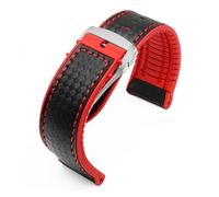 KAXSFE Cinturino in gomma siliconica compatibile con il cinturino Tissot 1853 Tengzhi T-Touch(Black Red-Silver-B,20mm)