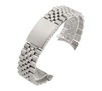 KAXSFE Cinturino in metallo con estremità curva compatibile con cinturini for orologi Rolex DATEJUST, accessori for braccialetti for orologi da uomo in acciaio inossidabile massiccio(Silver,20mm)