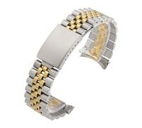 KAXSFE Cinturino in metallo con estremità curva compatibile con cinturini for orologi Rolex DATEJUST, accessori for braccialetti for orologi da uomo in acciaio inossidabile massiccio(Silver-Gold,18mm)