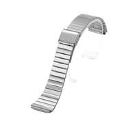 KAXSFE Cinturino universale in acciaio inossidabile compatibile con Casio A158W/A168/A169/B650/F-91W cinturino piccolo in metallo da 20 mm bracciale vintage(Silver)