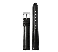 KAXSFE Compatibile con Swarovski DW Tissot Casio Watchband Donna Vera pelle Cinturino for orologio a sgancio rapido 12mm 14mm 15mm 16mm 18 Bracciale da donna(Black Silver,15mm)