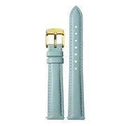 KAXSFE Compatibile con Swarovski DW Tissot Casio Watchband Donna Vera pelle Cinturino for orologio a sgancio rapido 12mm 14mm 15mm 16mm 18 Bracciale da donna(Light blue Golden,14mm)