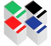 Kaxtde Confezione da 100 quaderni a spirale piccoli, con rilegatura a spirale, 12,7 x 7,6 cm, a righe, 60 fogli/blocco per casa, scuola, ufficio, 4 buste (blu, rosso, verde, nero)