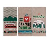 Kay Dee Designs - Set di 3 strofinacci in chambray ""Camping Adventures"": i design includono: ""Have an Adventure - I Heart Camping - Happy Camper""