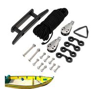 Kayak Canoe Rope Set - Marine Grade 316 Stainless Steel Pad Eyes Kit, Includes Low Stretch UV Stabilized Deck Rigging Accessory Cord, Features Watertight Expanding Well Nuts To Prevent Hull Leaking, S