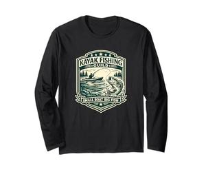 Kayak Fishing Guild Piccola Barca Big Fish Vintage Badge Maglia a Manica