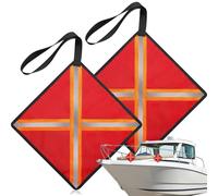Kayak Flag, Tear-Resistant Reflective Warning Flags 12.6x12.6 inches, 2-Piece Outdoor Safety Accessories for Truck Loads, Canoe, Boat Hauling, Towing, Ideal for Travel, Kids, Adults