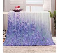 KAYAMU Coperta Plaid Singolo 80x150 Lavanda, 3D Stampata Coperte Flanella Fiore Viola, Fluffy E Termica E Morbida Blanket, Coperta Divano for Adulto E Bambino