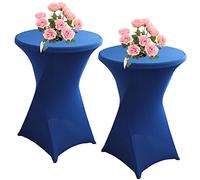 KAYBTNT 2 Pezzi Tovaglia da Cocktail in Spandex Elasticizzato, Ø 80-85cm Copritavolo Rotondo Alta con Angoli Quadrati per Feste di Matrimonio Banchetti Tavolo da Bar Compleanno,Royal Blue,80x110cm