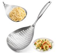 KAYCROWN Schiumarola scanalata, in acciaio inox 304, mestolo per schiumarola, colino per cucinare e friggere, colino per pasta, frittura, cucina