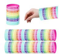 KAYEF 50 pz bracciali silicone bambini, braccialetti silicone bambini per feste, braccialetti neon, bomboniere neon, braccialetti silicone festa glow in the dark bomboniere