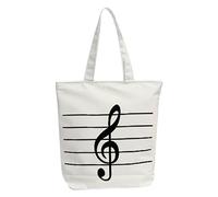 KAYEF Borsa in Cotone con Motivo Musicale - Riutilizzabile, Tela Bianca con Note Musicali, Tracolla per Uso Quotidiano
