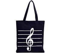 KAYEF Borse per La Spesa Riutilizzabili con Motivo Musicale, Borsa in Tela per Note Musicali, Borsa in Tela Nera, Borsa per Musica, Borsa a Tracolla per L'Uso Quotidiano
