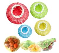 KAYEF Set di 100 coperchi elasticizzati per ciotole, coprivivande in plastica, quattro misure, copertura in plastica per alimenti, per la conservazione di alimenti e verdure.