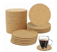 KAYEF Sottobicchieri in Sughero, Confezione da 50, Diametro 10 cm, Spessore 3 mm, Per Casa, Ufficio, Bar e Ristoranti