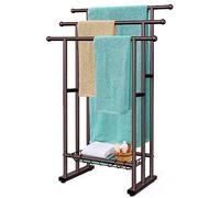 Kayfia Portasciugamani per bagno, altezza 101,6 cm, supporto a 3 ripiani con cesto portaoggetti, scaletta e espositore per asciugamani da bagno di grandi dimensioni, accanto alla vasca o alla doccia