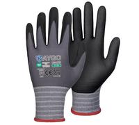 KAYGO Guanti da lavoro da uomo, 3 paia, in micro schiuma, rivestiti in nitrile, traspiranti, in nylon, antiscivolo, leggeri, resistenti all'olio, ideali per il lavoro dell'auto, KG18N (nero