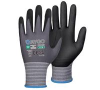 KAYGO Guanti da lavoro da uomo, 3 paia, in micro schiuma, rivestiti in nitrile, traspiranti, in nylon, antiscivolo, leggeri, resistenti all'olio, ideali per il lavoro dell'auto, KG18N (nero