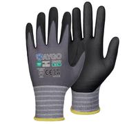 KAYGO Guanti da lavoro da uomo, 3 paia, in micro schiuma, rivestiti in nitrile, traspiranti, in nylon, antiscivolo, leggeri, resistenti all'olio, ideali per il lavoro dell'auto, KG18N (nero
