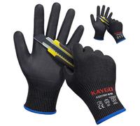 KAYGO Guanti da lavoro resistenti al taglio EN388 4X42C - 2 paia, micro schiuma nitrile rivestimento, buona presa, lavabile in macchina, ideale per uso generale, KG21N (Nero, M, taglia 8)