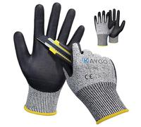 KAYGO Guanti da lavoro resistenti al taglio EN388 4X42C - 2 paia, micro schiuma nitrile rivestimento, buona presa, lavabile in macchina, ideale per uso generale, KG21N (Grigio, L, taglia 9)