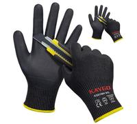 KAYGO Guanti da lavoro resistenti al taglio EN388 4X42C - 2 paia, micro schiuma nitrile rivestimento, buona presa, lavabile in macchina, ideale per uso generale, KG21N (Nero, L, taglia 9)