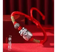KAYISI Dragon Knot 999 Braccialetto intrecciato in argento puro con scritta "Make a Great Coup", stile retrò, per università, esame, ispiratore, cicala, mingyinglu, coppia di bracciali per uomini e