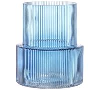 KAYLETIN Vaso in vetro blu, vasi a coste per fiori, vaso per fiori per tulipani, vasi moderni per soggiorno, tavolo da pranzo, ingresso, mantello, mensola, matrimonio, ufficio, 19 cm